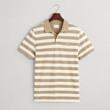 GANT Wide Striped Piqué Polo Shirt in Dried Khaki