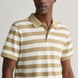 GANT Wide Striped Piqué Polo Shirt in Dried Khaki