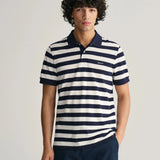 GANT Wide Striped Piqué Polo Shirt in Evening Blue