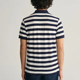 GANT Wide Striped Piqué Polo Shirt in Evening Blue