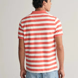 GANT Wide Striped Piqué Polo Shirt in Sunset Pink