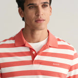 GANT Wide Striped Piqué Polo Shirt in Sunset Pink