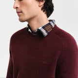 GANT Wool Blend Crew Neck Sweater In Burgundy