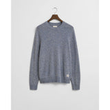 Gant Wool Blend Mouliné Crew Neck Sweater In Denim Blue Melange