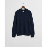 Gant Wool Blend Nepps Crew Neck Sweater In Evening Blue