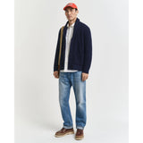 Gant Wool Blend Shawl Collar Cardigan In Evening Blue