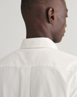 Gant Regular Fit Cotton Linen Short Sleeve Shirt in White