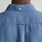 Gant Regular Fit Garment-Dyed Linen Short Sleeve Shirt in Salty Sea