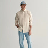 GANT Regular Fit Houndstooth Linen Shirt In Dry Sand