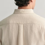 GANT Regular Fit Houndstooth Linen Shirt In Dry Sand