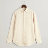 GANT Regular Fit Houndstooth Linen Shirt In Dry Sand
