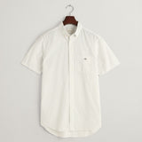 Gant Regular Fit Micro Print Short Sleeve Shirt in Eggshell