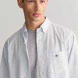 GANT Regular Fit Striped Poplin Shirt In Light Blue