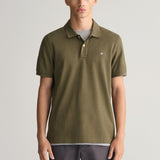 GANT Regular Fit Shield Piqué Polo Shirt in Juniper Green