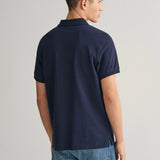 GANT Regular Fit Shield Piqué Polo Shirt In Evening Blue