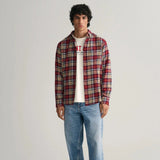 Gant Regular Fit Checked Flannel Shirt in Plumped Red