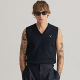 GANT Classic Cotton Sweater Vest Evening Blue
