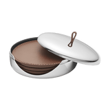 Georg Jensen Sky Coaster Set Leather & Stainless Steel