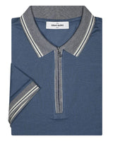 Gran Sasso Tennis Zip Polo Shirt in Pale Blue