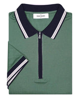 Gran Sasso Tennis Zip Polo Shirt in Pale Green