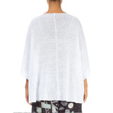 Grizas Button Band Boxy White Linen Cardigan