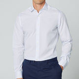 Hackett Brushed Tattersall Slim Fit Shirt in White/Navy