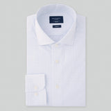 Hackett Brushed Tattersall Slim Fit Shirt in White/Navy