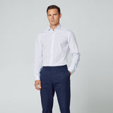 Hackett Brushed Tattersall Slim Fit Shirt in White/Navy