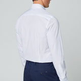 Hackett Brushed Tattersall Slim Fit Shirt in White/Navy