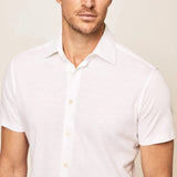 Hackett Cotton Linen Short Sleeve Shirt White