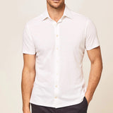 Hackett Cotton Linen Short Sleeve Shirt White