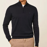 Hackett Cotton Silk Half Zip Navy