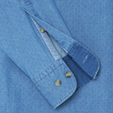 Hackett Denim Polka Dot Print Shirt In Denim Blue