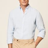 Hackett Garment Dyed Linen Shirt in Sky Blue