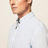 Hackett Garment Dyed Linen Shirt in Sky Blue