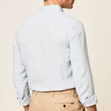 Hackett Garment Dyed Linen Shirt in Sky Blue
