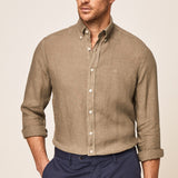 Hackett Garment Dyed Linen Shirt Sage