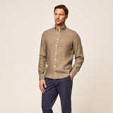 Hackett Garment Dyed Linen Shirt Sage
