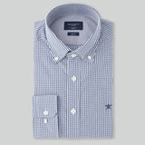 Hackett Gingham Slim Fit Shirt in White/Blue