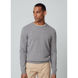 Hackett Lambwool Cable Crew Jumper in Ash Grey