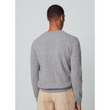 Hackett Lambwool Cable Crew Jumper in Ash Grey