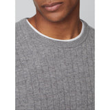 Hackett Lambwool Cable Crew Jumper in Ash Grey