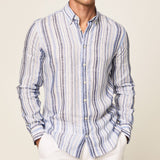 Hackett Linen Multi Stripe Shirt Multi Blue