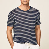 Hackett Linen Stripe Shirt Night Navy