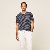 Hackett Linen Stripe Shirt Night Navy