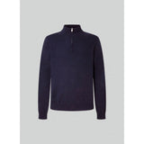 Hackett Merino Cash Mix Halfzip in Steel Blue