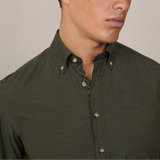 Hackett tailored fit flannel trimmed shirt In Green