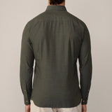 Hackett tailored fit flannel trimmed shirt In Green