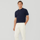 Hackett Texture Knit Polo Flash Collar In Navy