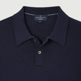Hackett Texture Knit Polo Flash Collar In Navy